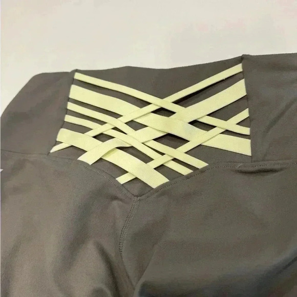 Fabletics power hold high waist ankle length leggings green strap accent size XS - Picture 9 of 11